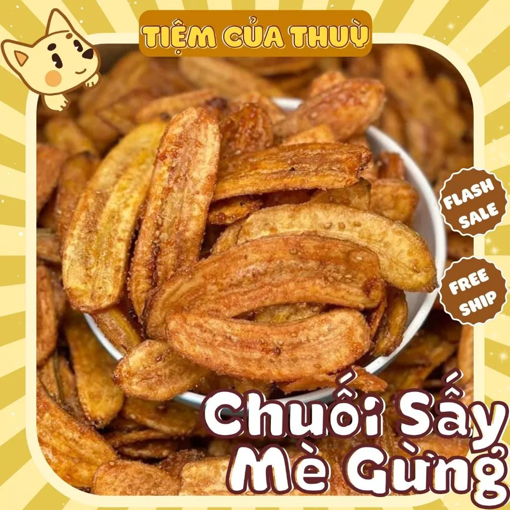 500G CHUỐI SẤY MÈ - THƠM GIÒN NGON RẺ CHẤT LƯỢNG - 300G / 500G, đồ ăn vặt