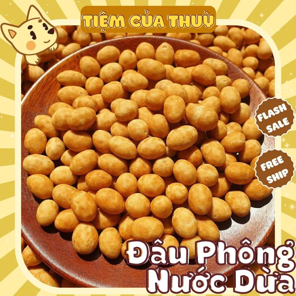 500G Đậu Phộng Da Cá Nước Cốt Dừa NuttyOne Túi ZIp, thơm ngon giòn bùi, đồ ăn vặt