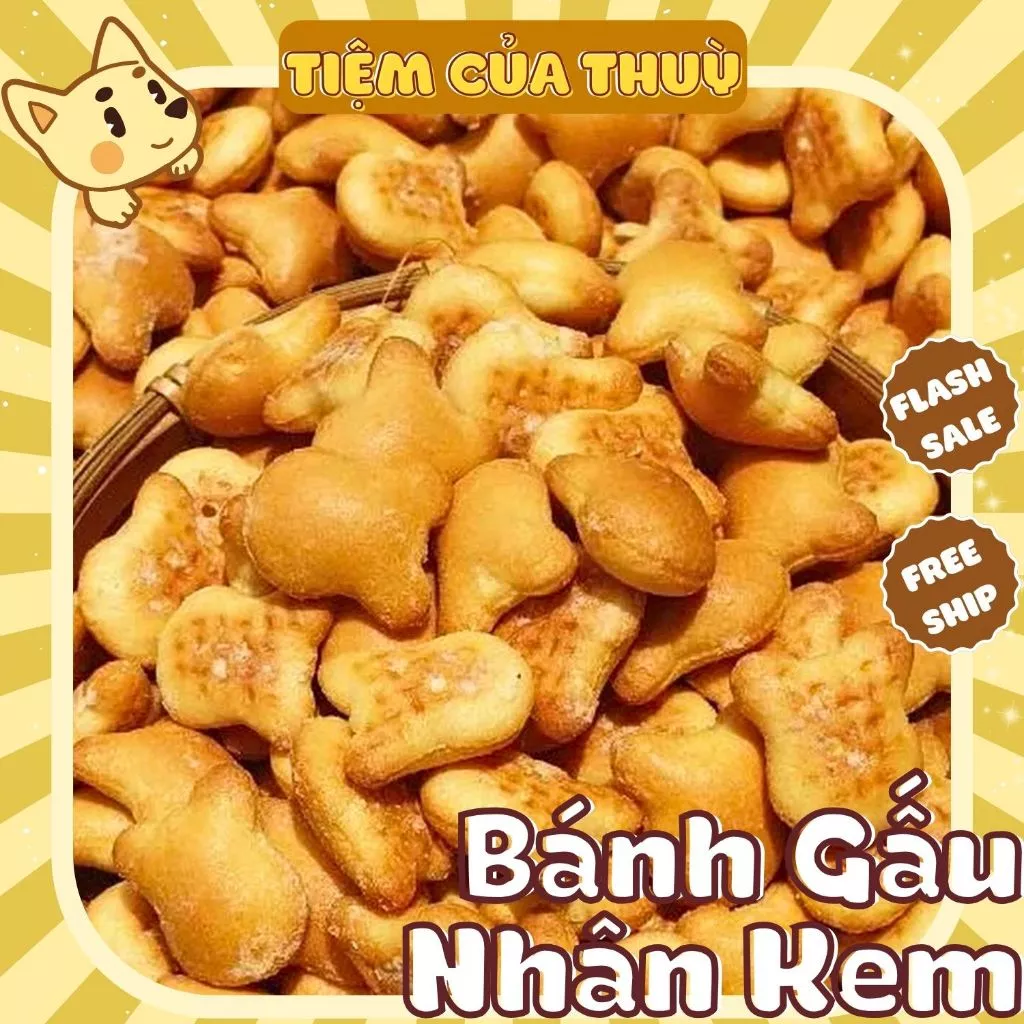 500G Bánh Gấu Thiên Hồng Nhân Kem Sữa, Bánh Gấu Nhân Kem Thiên Hồng thơm ngon béo ngậy