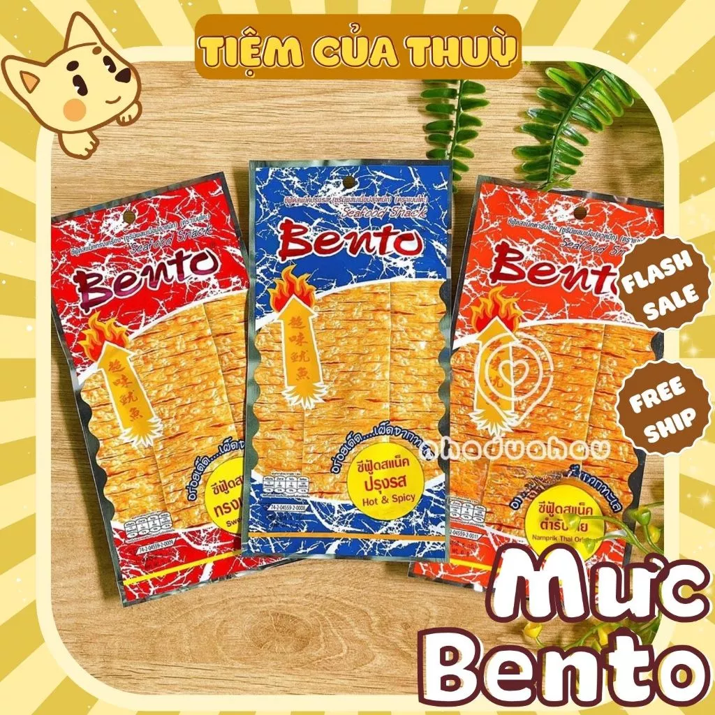 Mực Bento Gói 4g Snack Mực Bento Thái Lan Đủ 3 Vị (Lẻ 1 Gói)