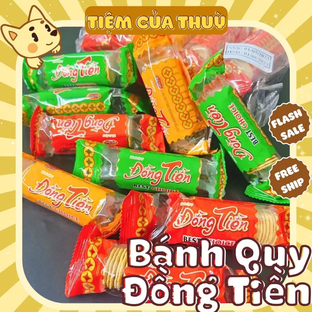 BỊCH 10 GÓI Bánh Quy Đồng Tiền Bơ Sữa Thơm Ngon, đồ ăn vặt  cổng trường tuổi thơ
