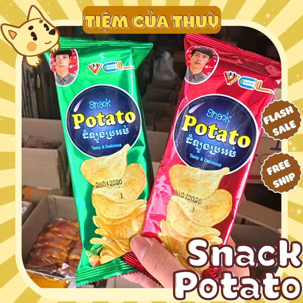 Snack KHOAI TÂY BIMBIM POTATO MỚI, snack khoai tây lát, đồ ăn vặt, ăn vặt tuổi thơ cổng trường