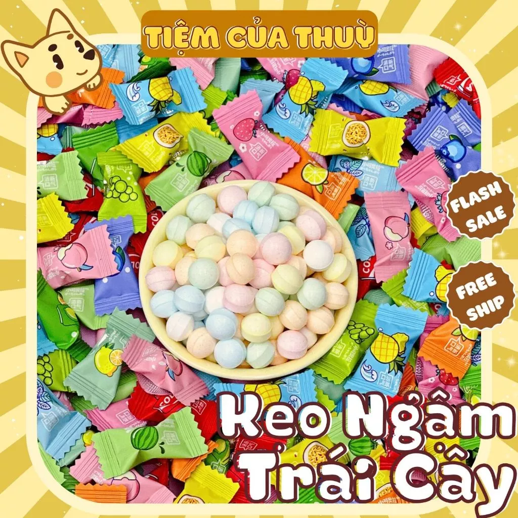 (16 Vị) 500G Kẹo Ngậm Trái Cây Không Đường Vitamin C Thơm Miệng, Kẹo Ngậm Mix Vị 12 Vị,  Kẹo PlayMore Bạc Hà Mát Lạnh