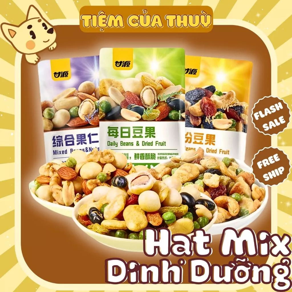 Gói Hạt Mix Dinh Dưỡng GANYUAN 30G, Ngũ Cốc Mix Trái Cây Sấy Giòn, Tiệm Ăn Vặt Thuỳ Bùi