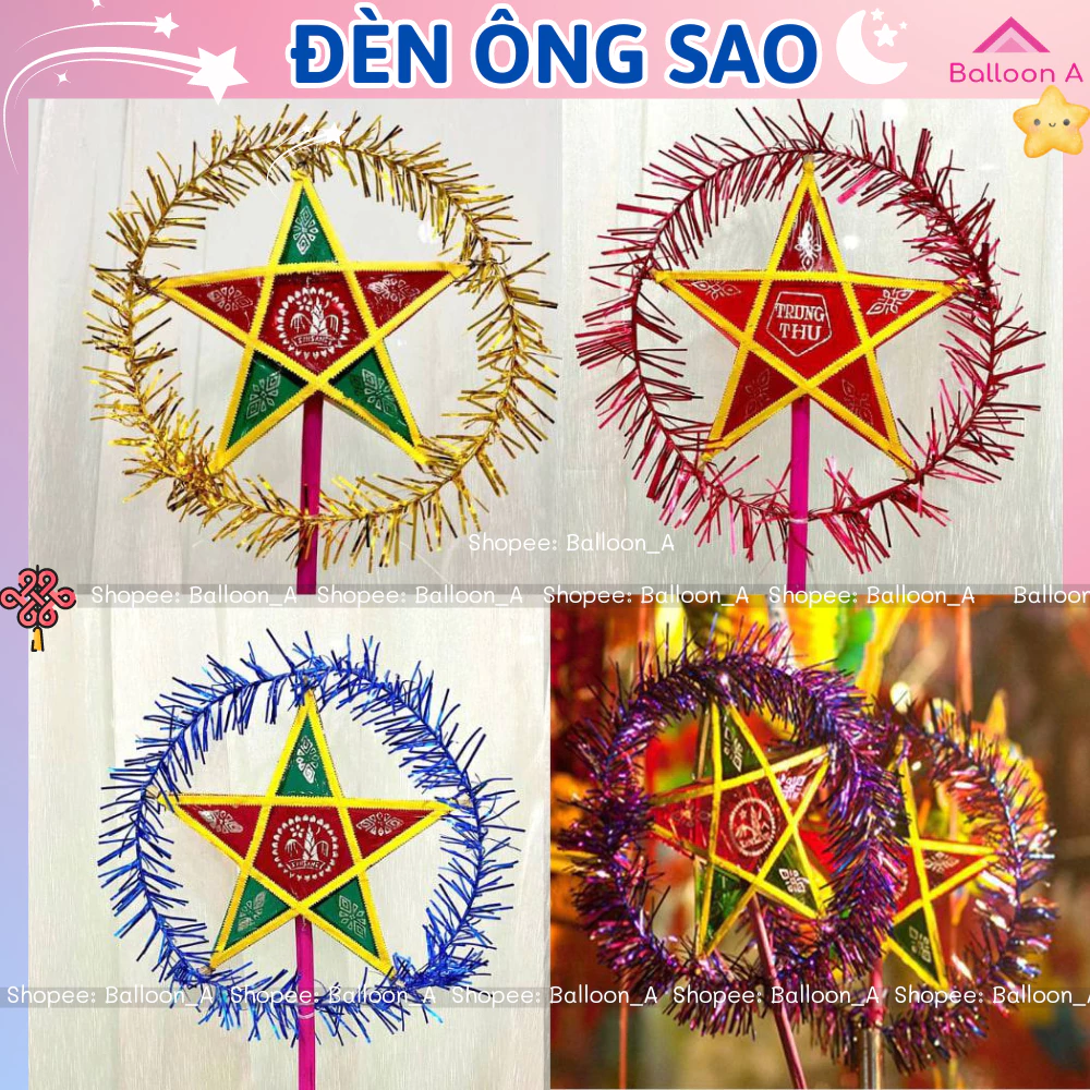 Combo 10 Đèn ông sao truyền thống trang trí trung thu, Đèn lồng xếp giấy, đèn led thay nến trang trí trung thu