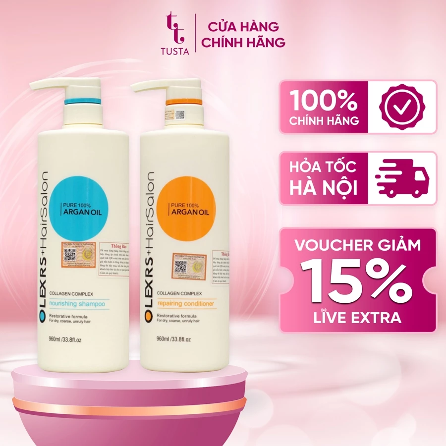 Bộ dầu gội xả Olexrs + Hair Salon cho tóc khô hư tổn phục hồi tóc hư tổn, giúp tóc dày khỏe, óng mượt