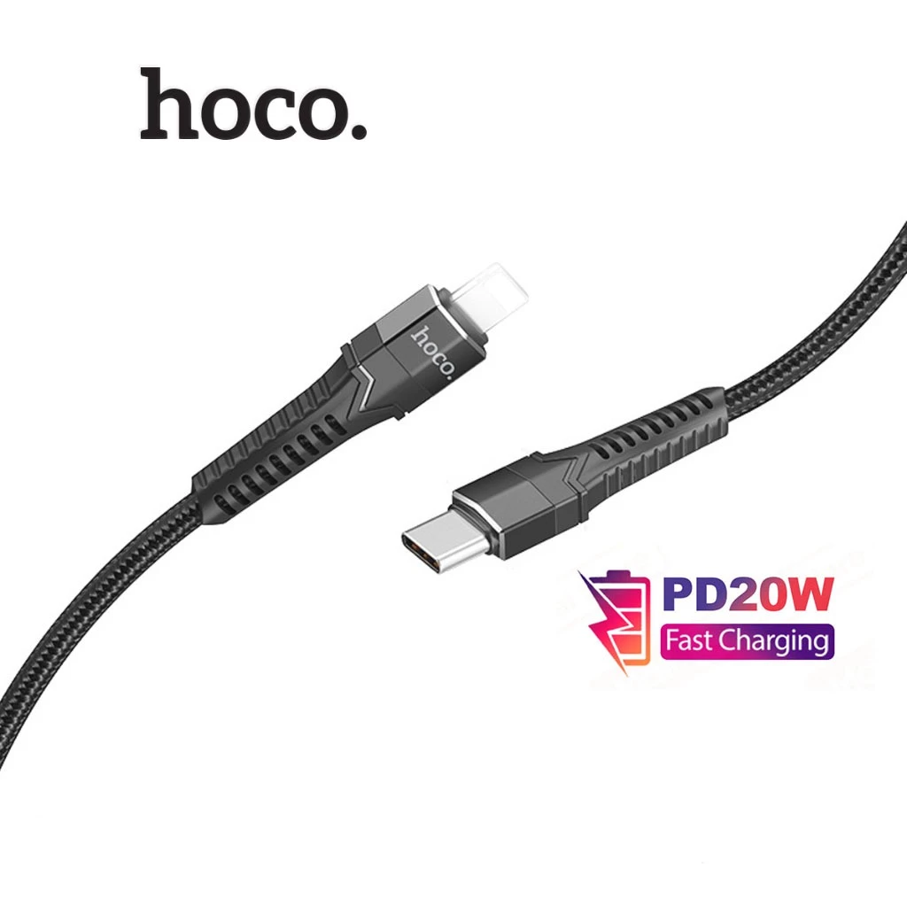 Dây sạc nhanh Typec to IP PD20W 3.0A Hoco DU30 dùng cho ip11/12/13/14 truyền dữ liệu dài 1m/2m