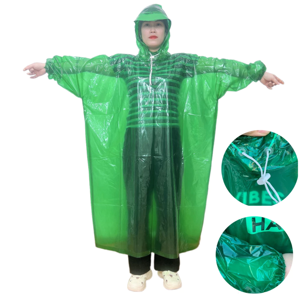 Áo mưa bít người lớn chất liệu nhựa dẻo PVC dẻo dai không thấm nước kèm túi đựng