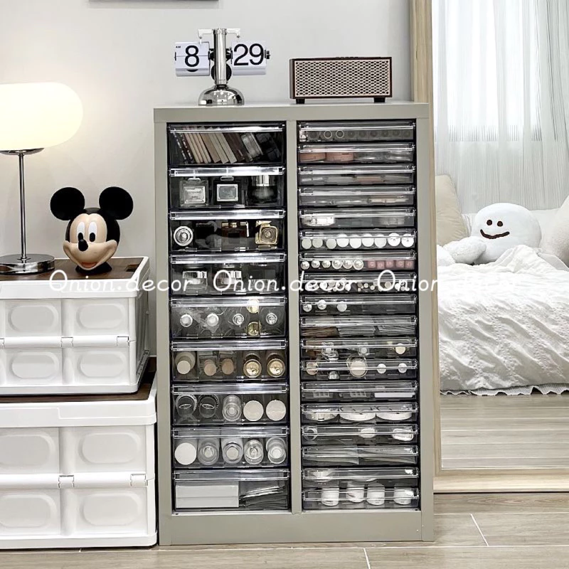 Tủ thép 27 ngăn kéo trong suốt đựng đồ nail mỹ phẩm đa năng có bánh xe