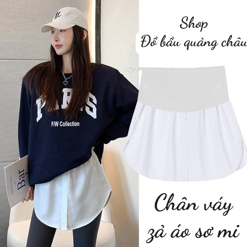 Chân váy bầu, chân váy mini giấu bụng và hông có chun điều chỉnh