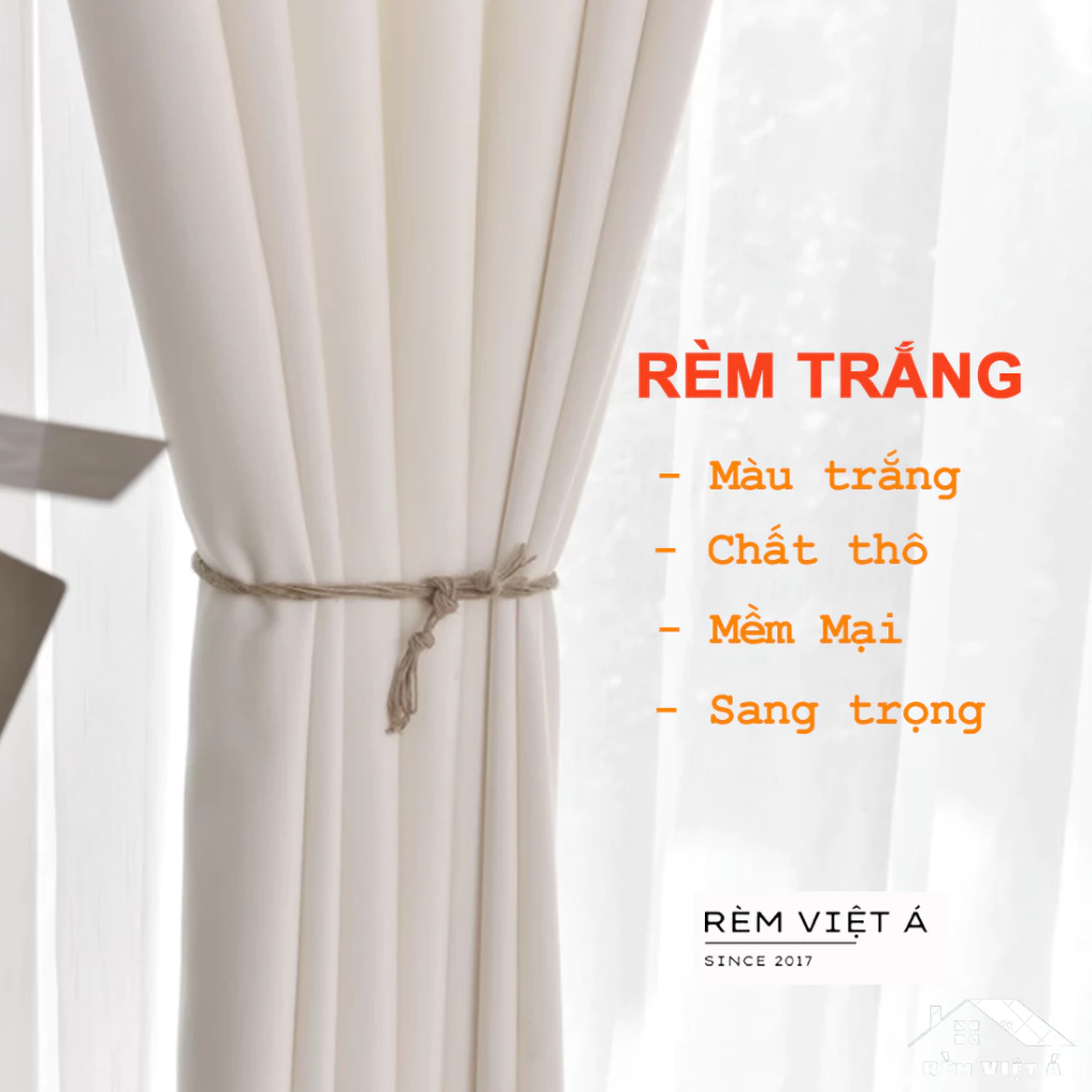 Rèm Vải Màu Trắng - Rèm Vải Cao Cấp,Trang Trí Phòng Khách,Phòng Ngủ,Rèm Màu Trắng Sang Trọng - Tinh Tế