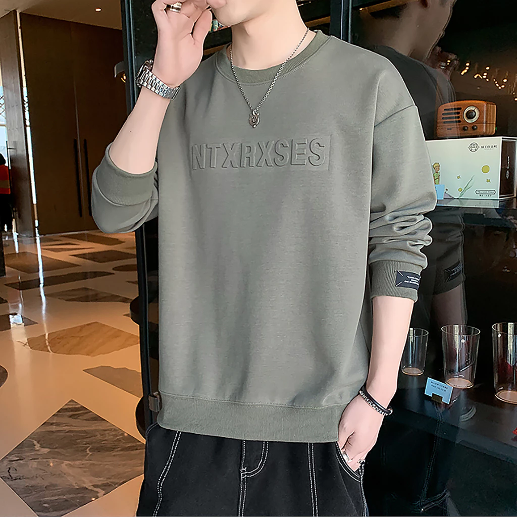 Áo nỉ sweater nam ECOLLECT dập chữ nổi, phom rộng thoải mái, vải dày 300gsm, mới thu đông 2024 - SW04