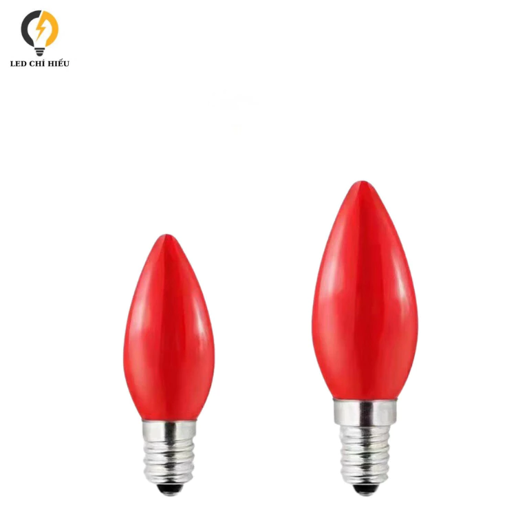 Đèn Thờ Quả Nhót Led E12 và E141w -Nến Trang Trí Bàn Thờ Thần Tài Đui Đuôi E12 Màu Đỏ