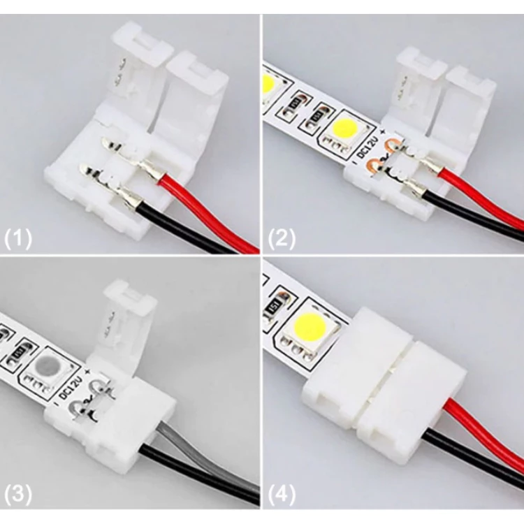 Combo Đầu Kẹp Dây led Dán, Cuộn Led 2835,5050,3014, Bản 8mm-10mm Không Cần Hàn