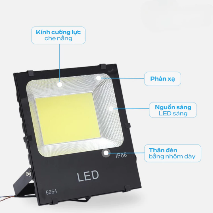 Đèn Pha Led Ngoài Trời Điện 220V Siêu Sáng ánh Sáng Trắng- Vàng