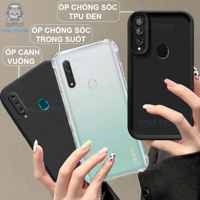 Ốp lưng Oppo A31 / A8 chống sốc đen,kem,TPU viền vuông,chống sốc trong suốt silicon