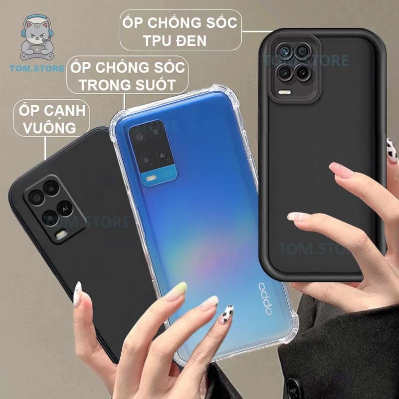 Ốp lưng Oppo A54 / A54 4G / A55 / A55 4G chống sốc đen,kem,TPU viền vuông,chống sốc trong suốt silicon