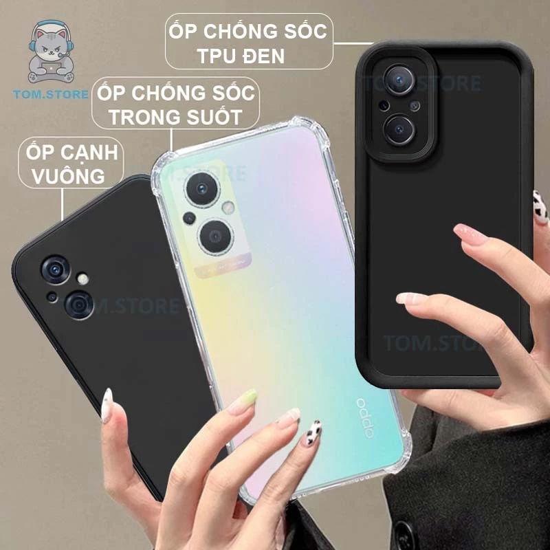 Ốp lưng Oppo Reno 7Z 5G / 8Z 5G / A96 5G chống sốc đen,kem,TPU viền vuông,chống sốc trong suốt silicon