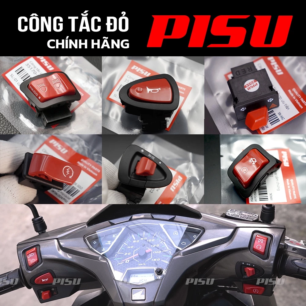 𝐏𝐈𝐒𝐔 Nút công tắc đèn xe máy ĐỎ phụ tùng phụ kiện