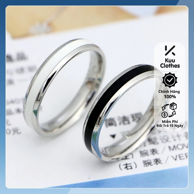 Nhẫn Nam Thời Trang Basic Kuu Clothes Màu Bạc Đẹp Cao Cấp Chất Liệu Titan Không Gỉ - Nhẫn Proxy Ring Bản Nhỏ