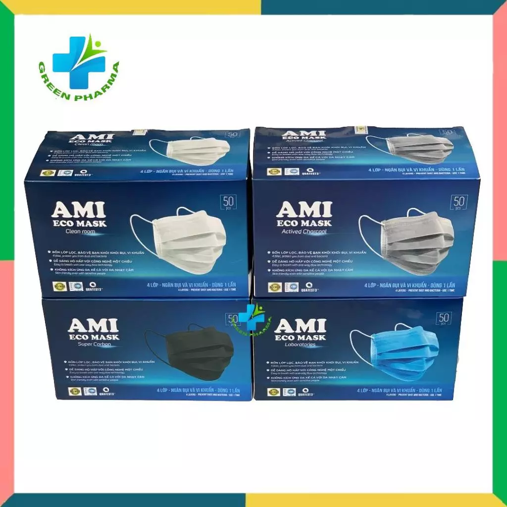 (Hộp 50 cái) Khẩu trang y tế chính hãng AMI