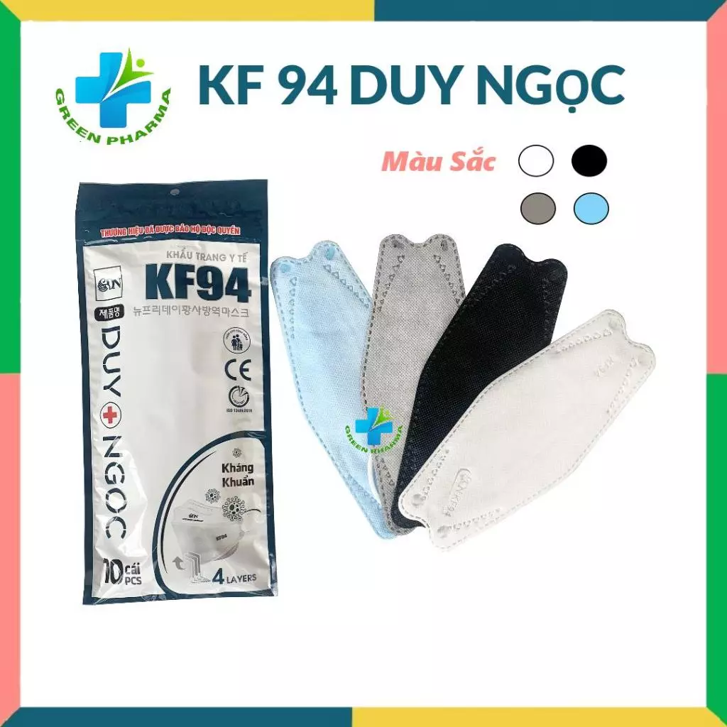 [SET 50 CÁI] Khẩu trang KF94 Duy Ngọc 4 lớp kháng khuẩn, kiểu dáng 4D hàng chính hãng chống bụi mịn