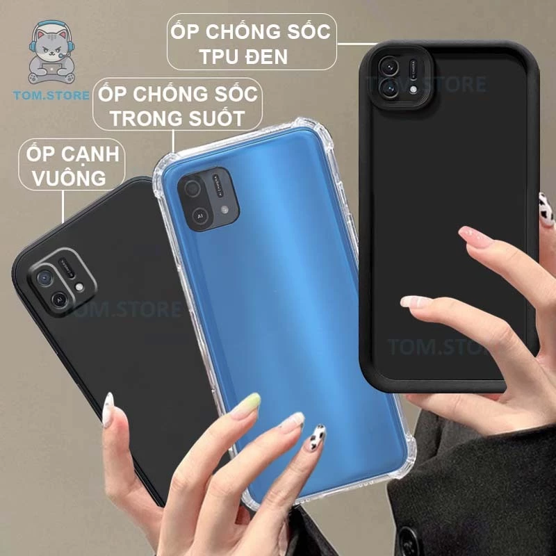 Ốp lưng Oppo A16k / A16E chống sốc đen,kem,TPU viền vuông,chống sốc trong suốt silicon