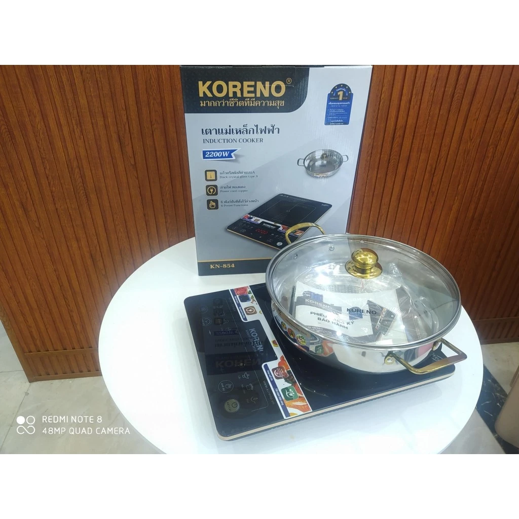 Bếp Từ Koreno, Bếp Điện Cảm Ứng Thế Hệ Mới Tặng Kèm Nồi Lẩu Chống Khê, Mặt Kính Chịu Lực
