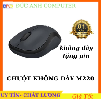 <FULL VAT> Chuột Không Dây  M220 Không Tiếng Động- Có Công Tắc On/Off - Độ Nhạy Cao - Hàng Nhập Khẩu , Tặng Pin