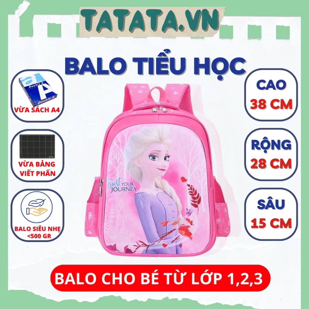 Balo cho bé CÔNG CHÚA ELSA ,Ba lô học sinh tiểu học bé trai bé gái lớp 1 đến lớp 3 TT4