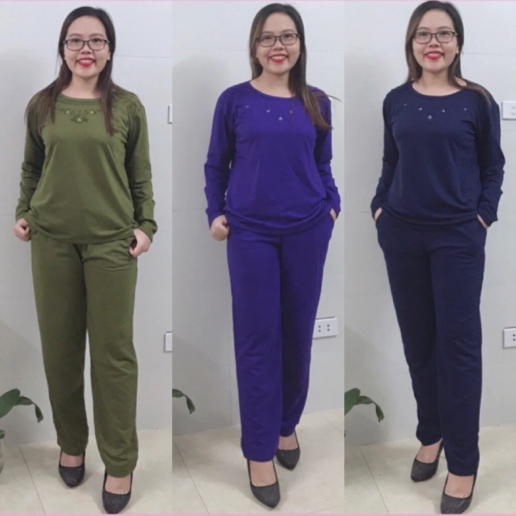 Bộ Nỉ Da Cá Trung niên Thu Đông, Bộ Mặc Nhà Thu Đông Cho Mẹ