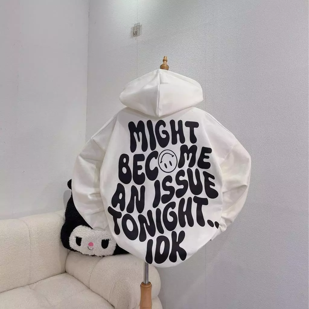 ÁO NỈ HOODIE KEM MIN FULL LƯNG CHỮ ĐEN ( HÀNG MỚI VỀ ) Top