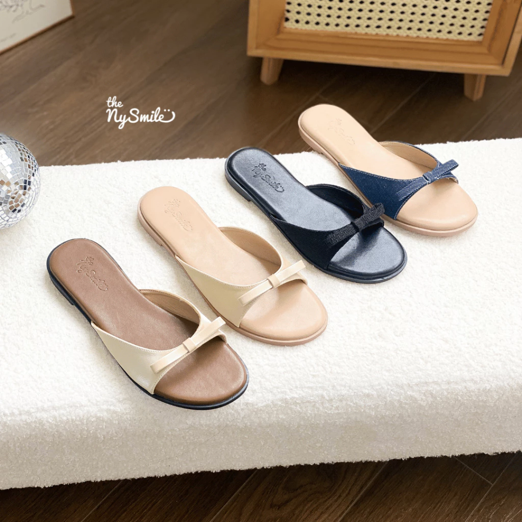 BIGSIZE 35-42 Dép nữ nơ dép đi chơi dép nữ hè , dép nơ dễ thương - THENYSMILE - GANBI 1 2 ( cộng 1 size)