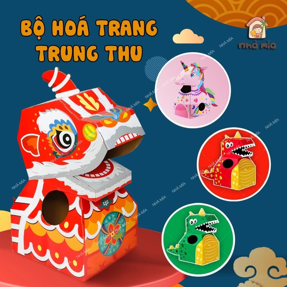 [TẶN ĐÈN] Đồ Chơi Thùng Carton Hóa Trang Trung Thu Kì Lân Khủng Long Đồ Chơi Hoá Trang Trung thu