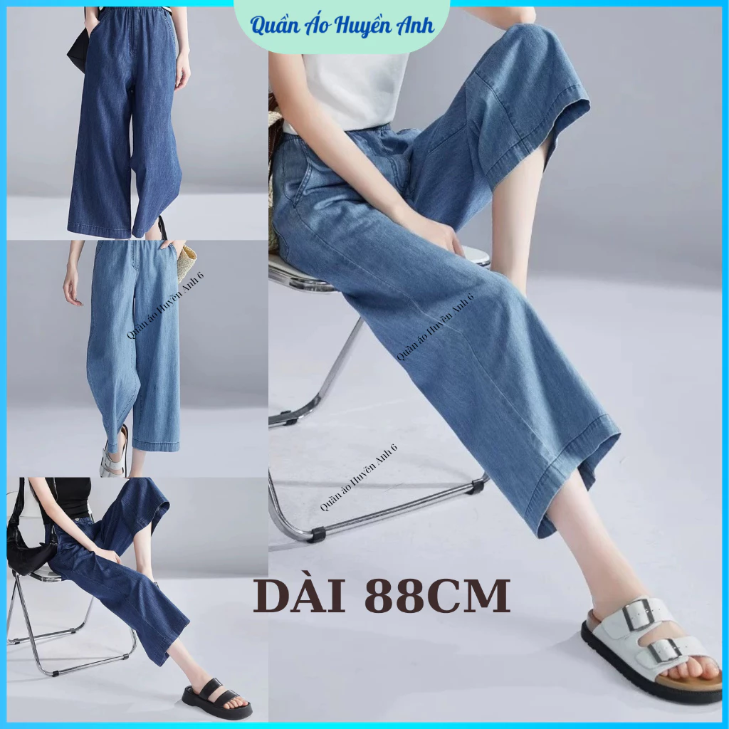 Quần Jean Giấy Dài Ống Rộng Vải Bò Mềm Cho Nữ [M13]
