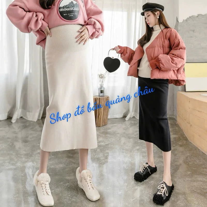 chân váy bầu, chân váy len siêu xinh cho mẹ bầu