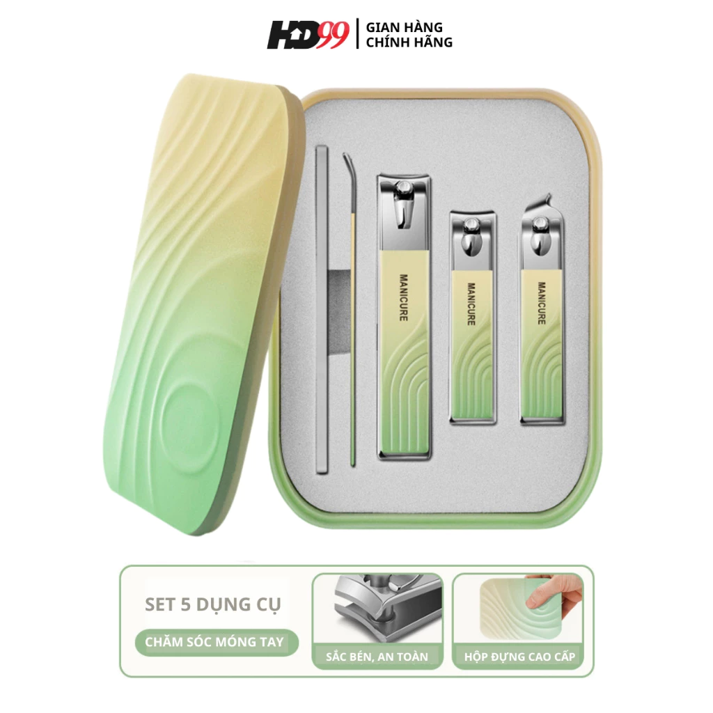 Bộ Bấm Móng Tay 5 món RIMEI DR862, Dụng cụ chăm sóc móng tay cao cấp, hộp đựng tiện lợi