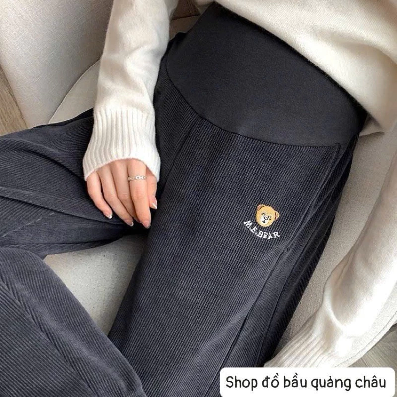 Quần bầu dáng dài nhung tăm mềm đẹp bo gấu có đáp bụng( có loại thường và lót nỉ dày ấm)