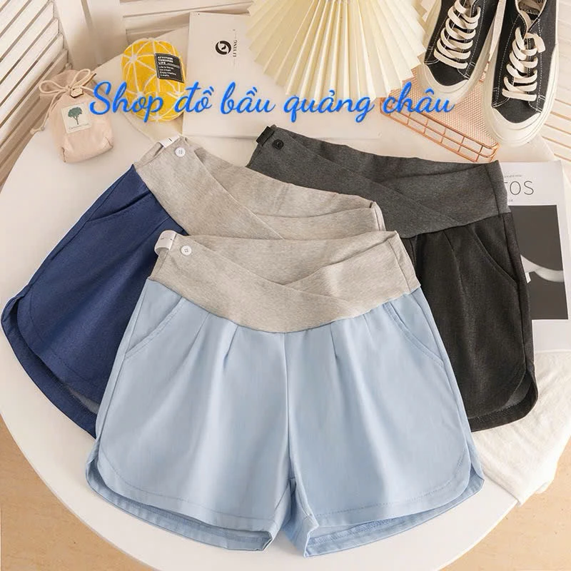 Quần sooc bầu, quần Zả jeans cạp chéo siêu xinh