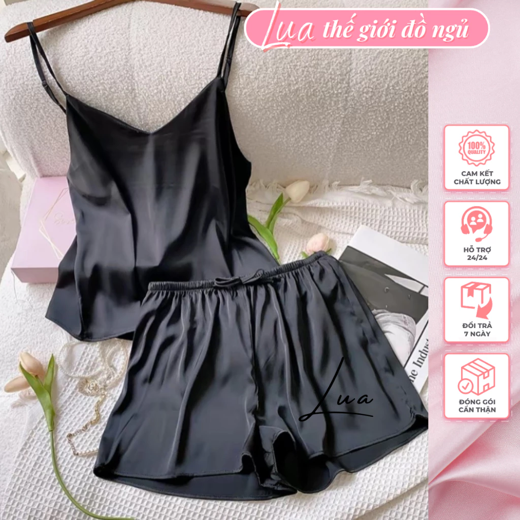 Bộ đồ ngủ 💥 HÀNG CAO CẤP 💥 Bộ đồ mặc ở nhà áo hai dây quần cộc lụa mềm mịn thoáng mát