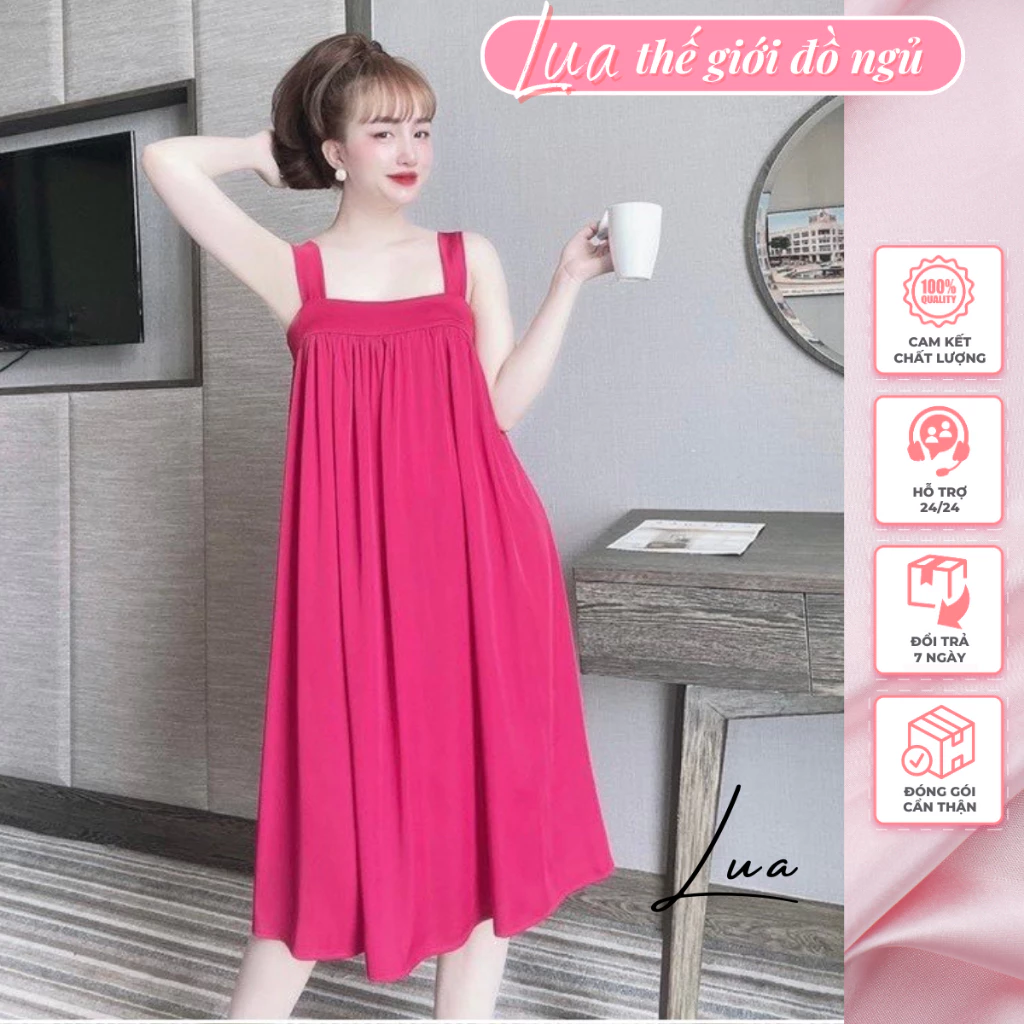 Váy Ngủ Mặc Nhà bigsize,Đầm Ngủ Chất Lụa Lantin Mềm Mịn