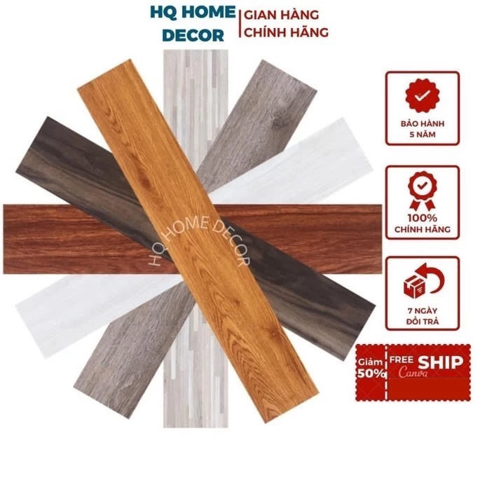 Sàn nhựa giả gỗ loại 1 có sẵn keo dán Vân sần, độ dày đủ 2mm