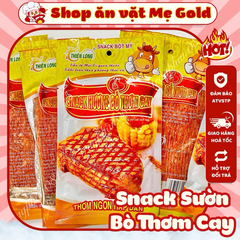 Combo gói snack hương bò thơm cay, sườn bò miếng Thiên Long (gói 30g)
