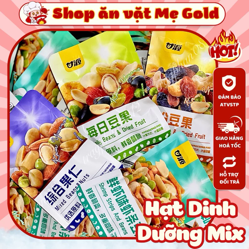 [Bao bì Tiếng Việt] Combo hạt mix dinh dưỡng tẩm vị Ganyuan, đậu mix hạt & trái cây sấy khô Kam Yuens (gói ~30g)