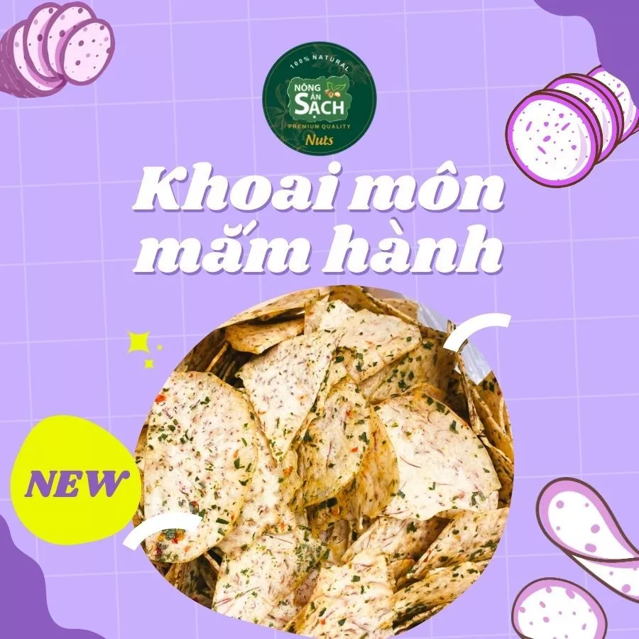 Khoai môn mắm hành Nông Sản Sạch Khoai môn sấy đặc sản Đà Lạt Khoai môn lát tẩm vị mắm hành