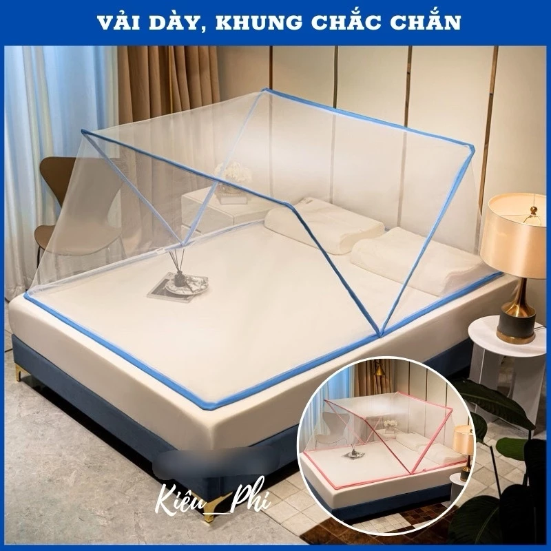 Màn khung chụp tự bung xếp thông minh gấp gọn, Mùng ngủ chống muỗi tự bung người lớn