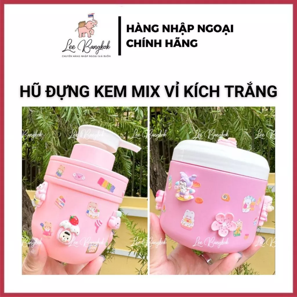 Hũ Đựng Kem Trộn Viên Bột Trắng Da Với Kem - Lotion Vaseline, Alpha Arbutrin, Citra, Garnier... Kèm Sticker 300ml/500ml