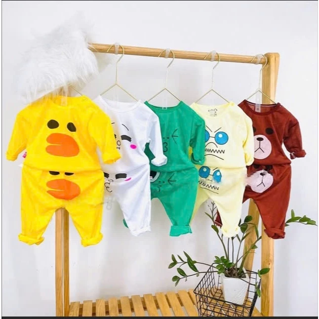 Bộ dài tay bé trai/ bé gái, combo 5 bộ 100% cotton size 3-14kg - sét dài cảm xúc....