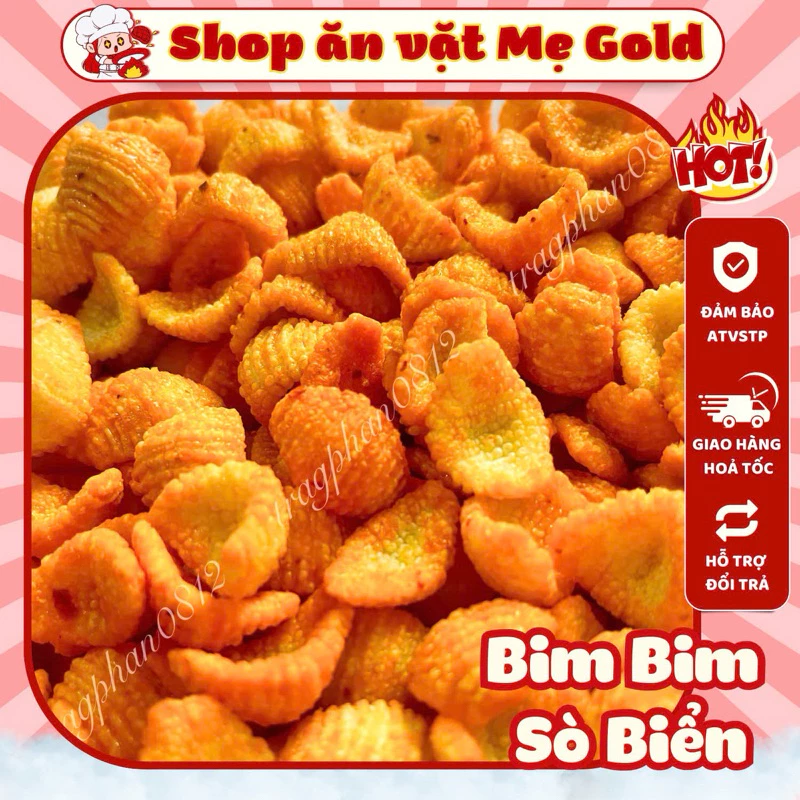 Bim bim sò biển, snack sò cay ngọt, nui chiên hình vỏ sò (500g)