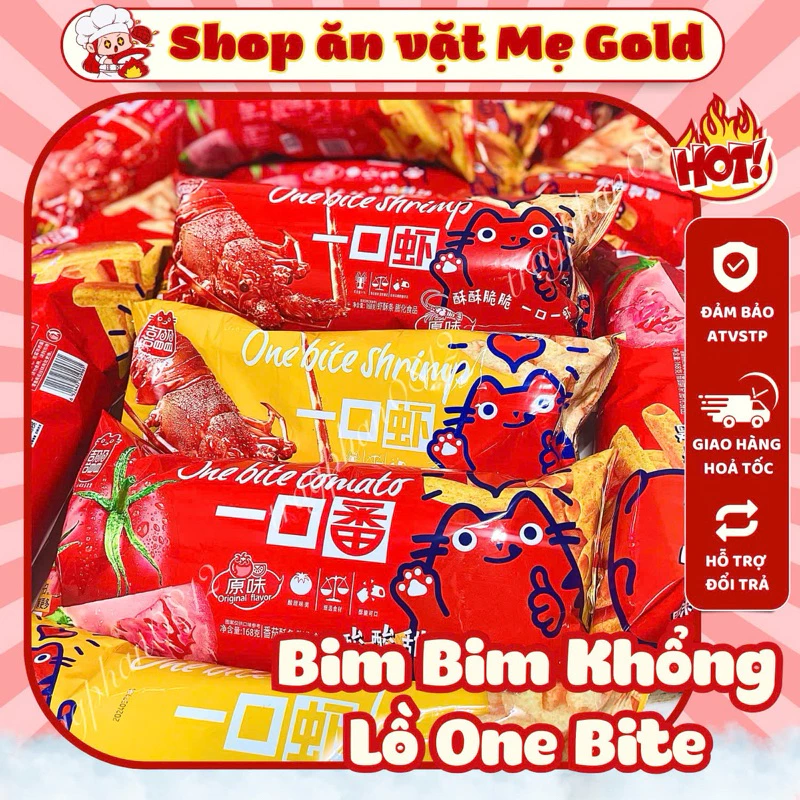 Bim bim khổng lồ One Bite vị cà chua, tôm hùm, snack gói khổng lồ hot hit (gói 168g)